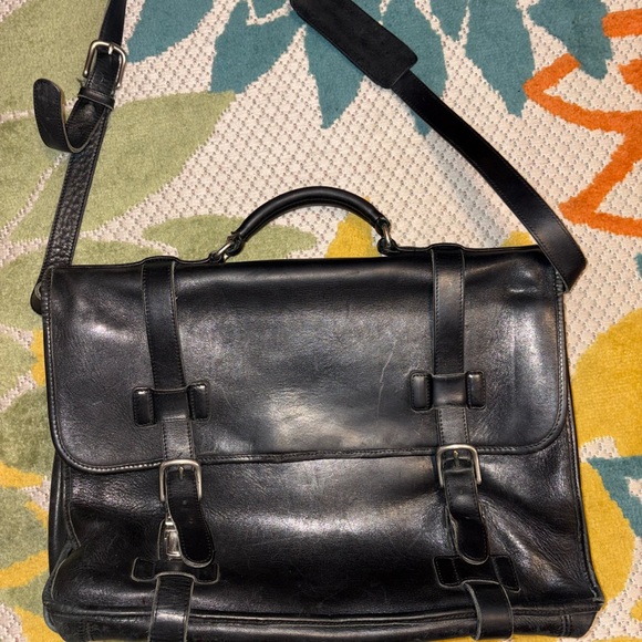 Coach Black Leather Buckle Flap Briefcase Messenger Bag 5325 (Unisex) - Picture 9 of 15